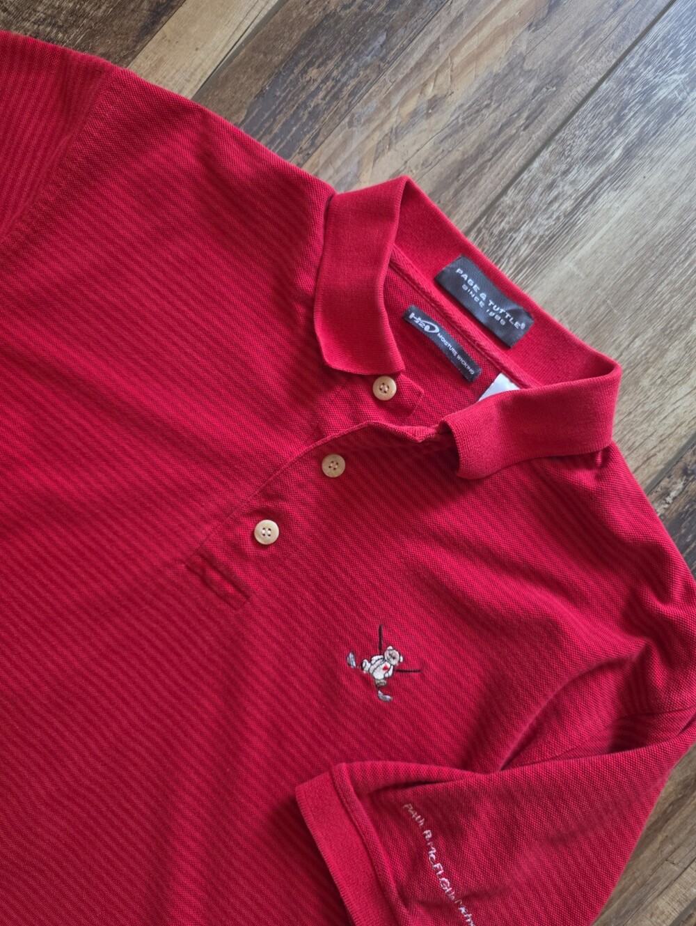 Page & Tuttle - Teddy Bear Golf Logo Polo - L - Red
